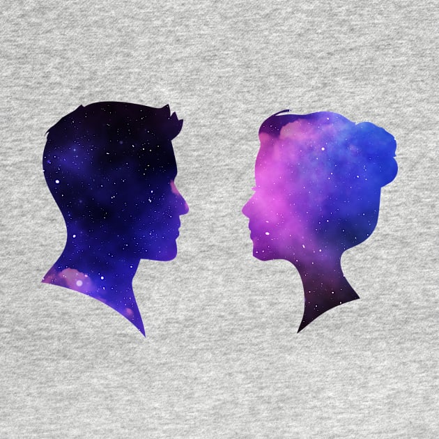 male and female silhouettes of space by Ru Studio